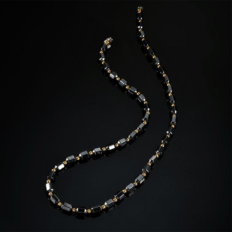 Black Necklace w/ Magnetic Therapy Hematite Necklace Pain Relief Jewelry Beads