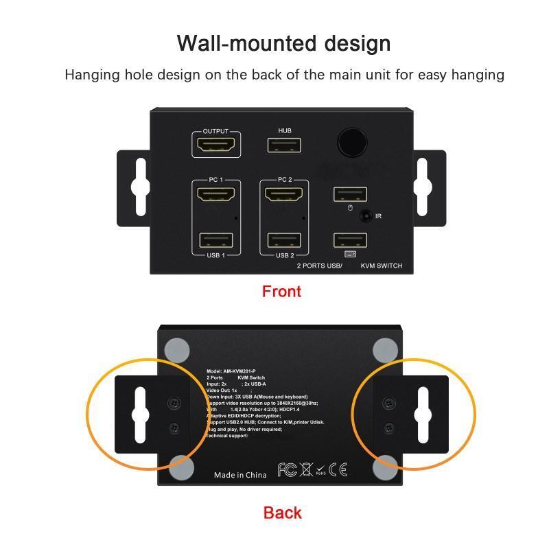 KVM Switch 2 Port Support Keyboard Switch HDMI-com USB Switcher for 2PC Share