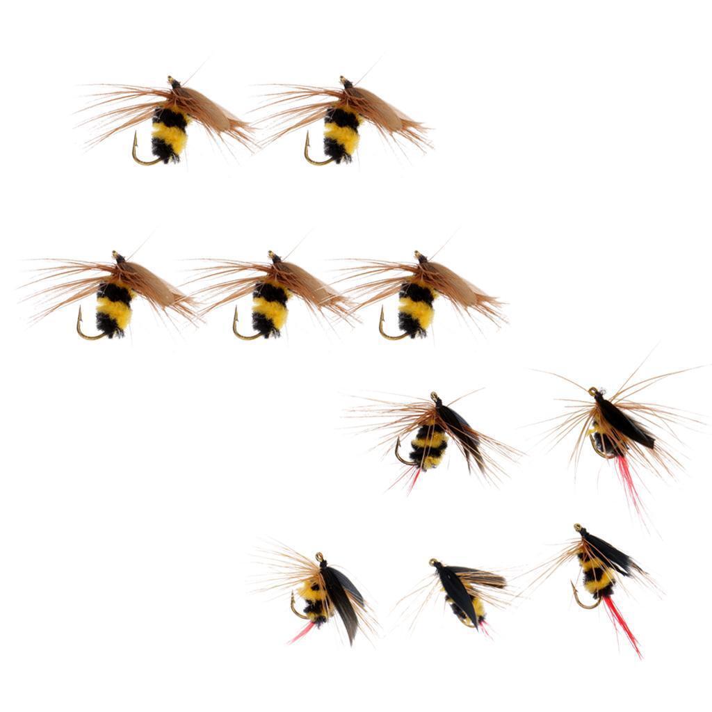 10 pcs/lot Fly Fishing Flies Bumble Bee Fly Fishing Bass Trout Insect Lure