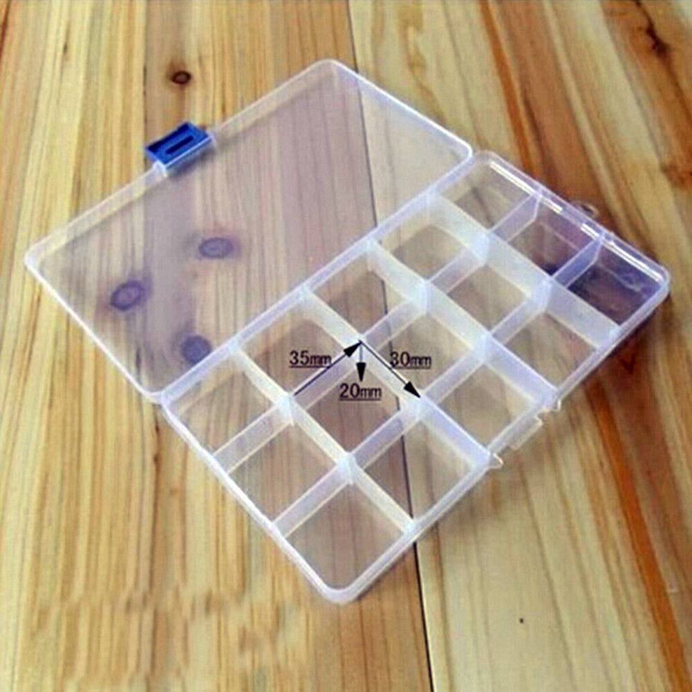 15 Slots Transparent Plastic Fishing Lure Box Fishing Tackle Storage Box
