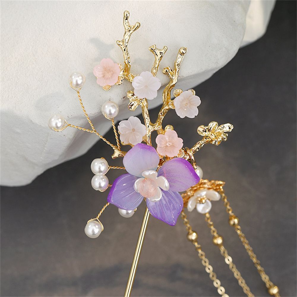 Jewelry Headwear Hanfu Women Dish hairpin Ebony Tassel Hairpins Long Tassel