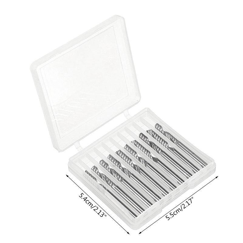 10 Pcs CNC Single Flute End Mill Cutter 3.175mm Spiral Router Bits for Slotting