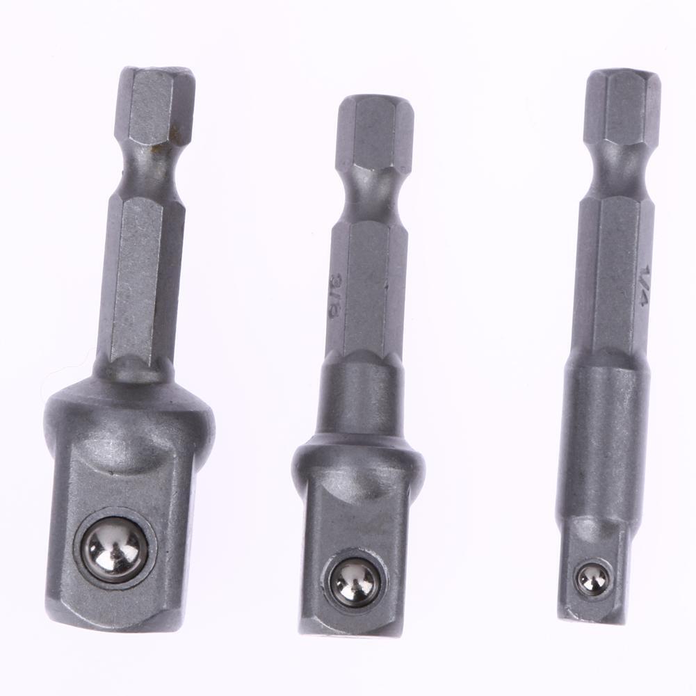 3pcs Sleeve Adapter Set Steel Square Head Ball Hex Shank Post Conversion