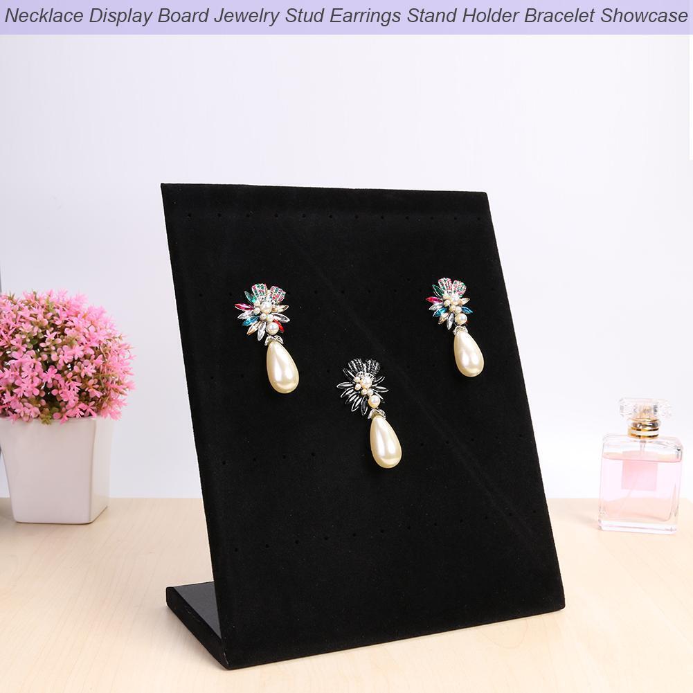 Necklace Display Board Jewelry Earrings Stand Bracelet Showcase (Black)