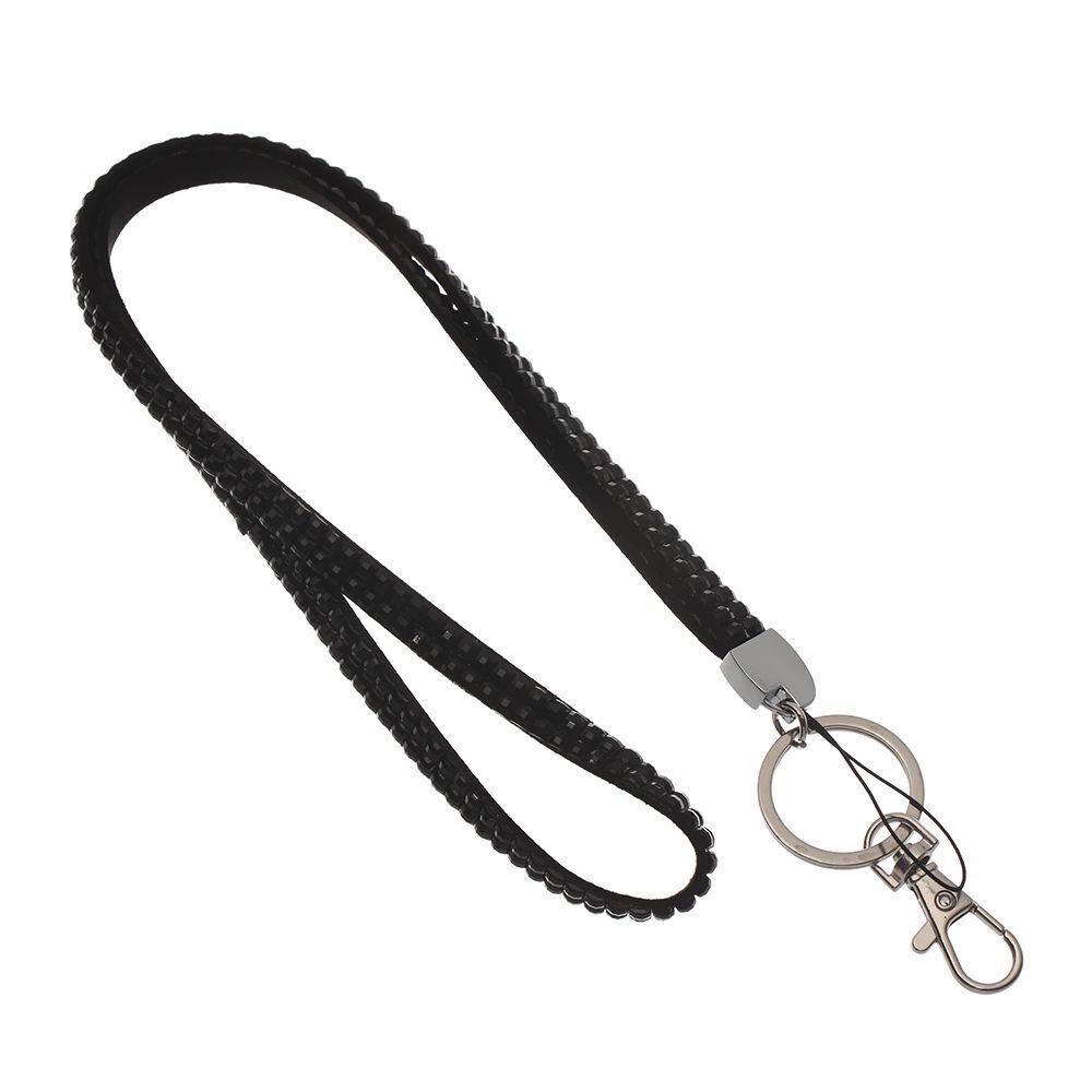 Rhinestone Card Holder Retractable Hanging Rope Lanyard Neck Strap Necklace