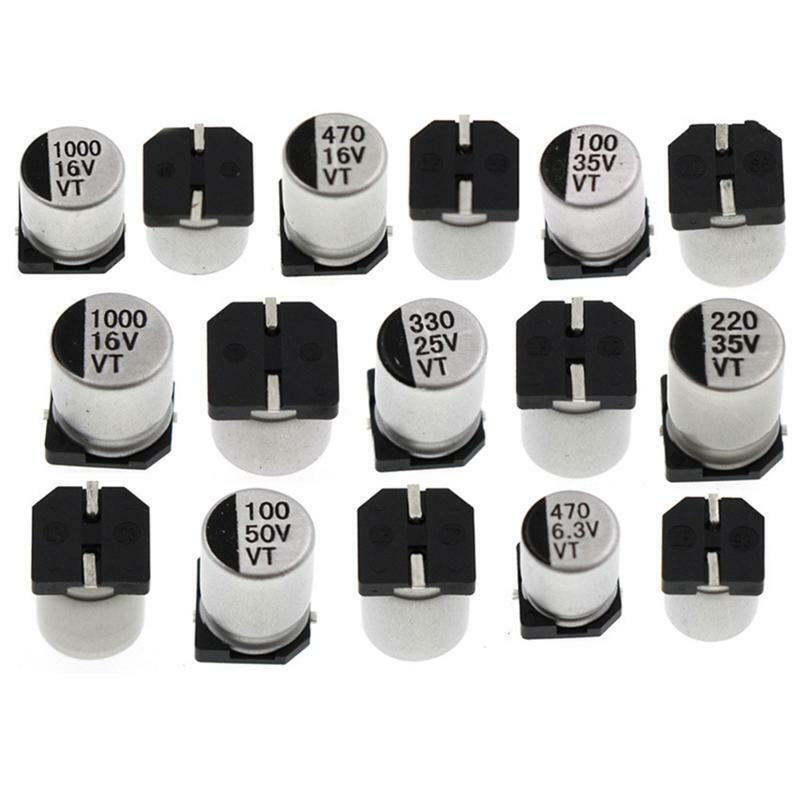 400 Pieces 1UF~1000UF SMD Aluminum Electrolytic Capacitors Assortment Kit + Box