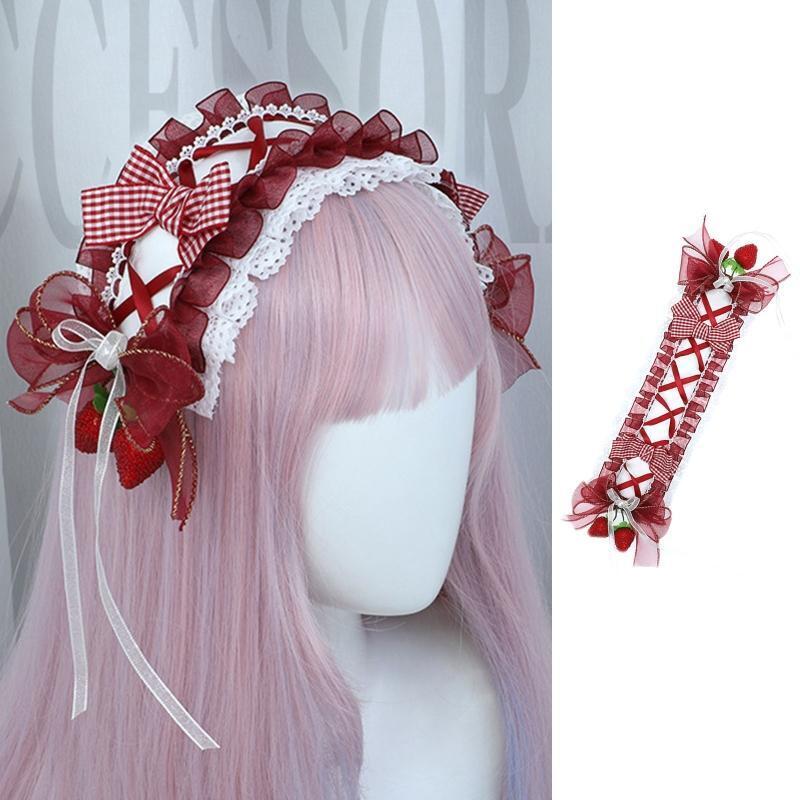 Lolita Pleated Lace Hairhoop Live Broadcast Hair Holder Festival Party Headwear