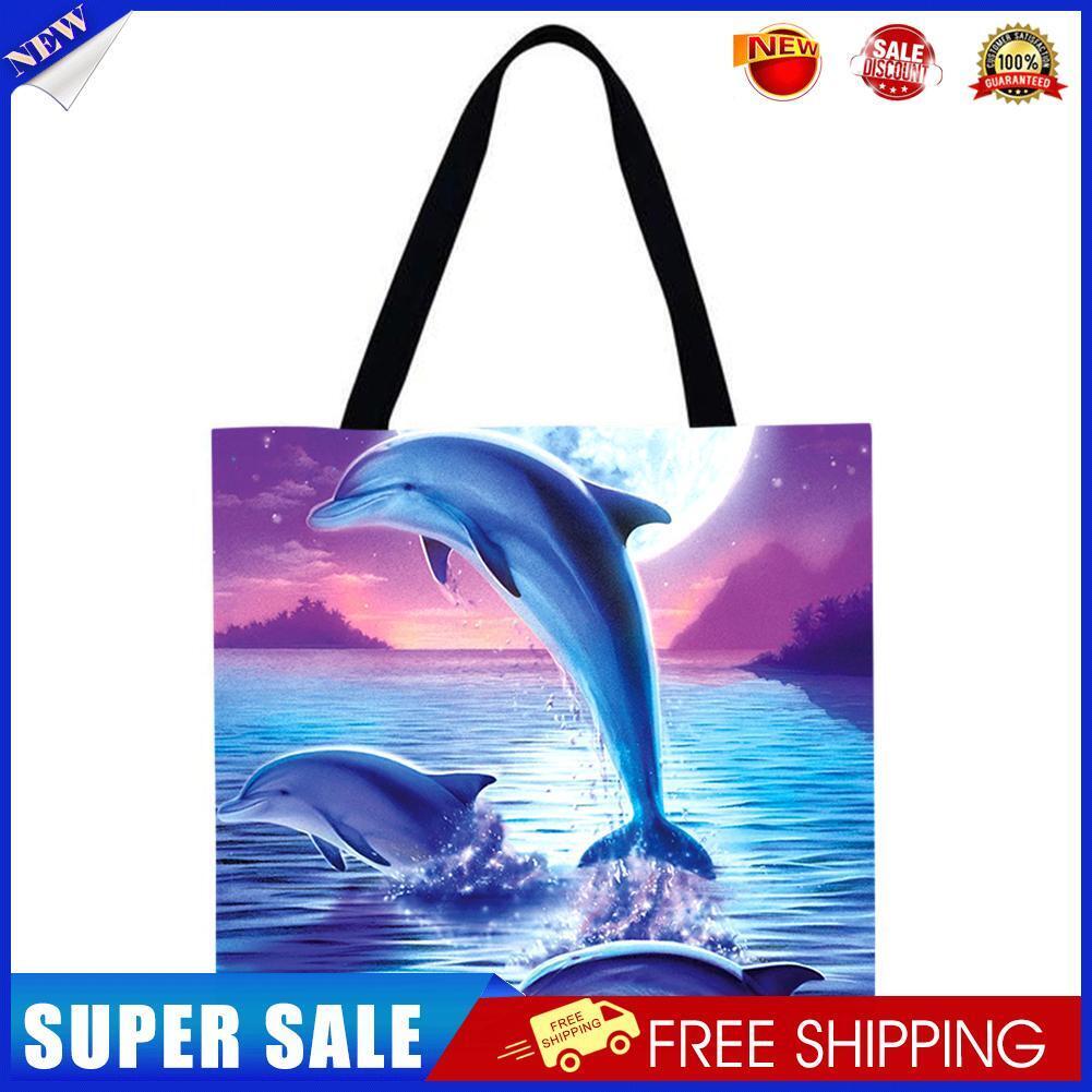 J little whale Printed Shoulder Shopping Bag Casual Large Tote Handbag