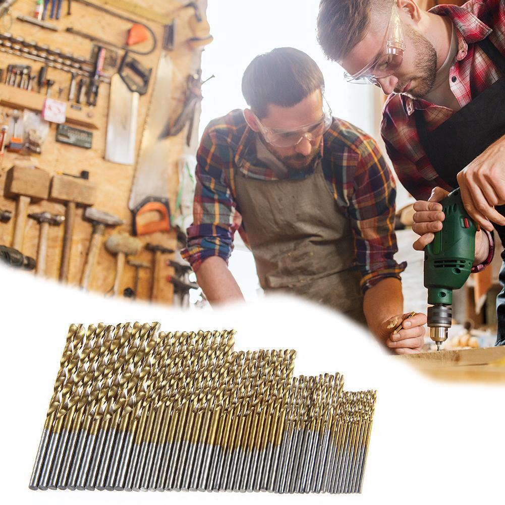 100pcs HSS Twist Drill Woodworking High Speed Steel Drill Bit Set Tools