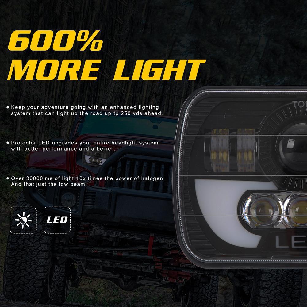7x6/ 5x7 inch 300W LED Headlight Rectangular Hi-Lo DRL for Car Truck SUV