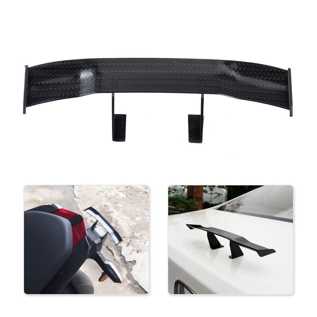 17cm Black Carbon Fiber Twill Look GT Tiny Mini Rear Wing Spoiler Decoration Li