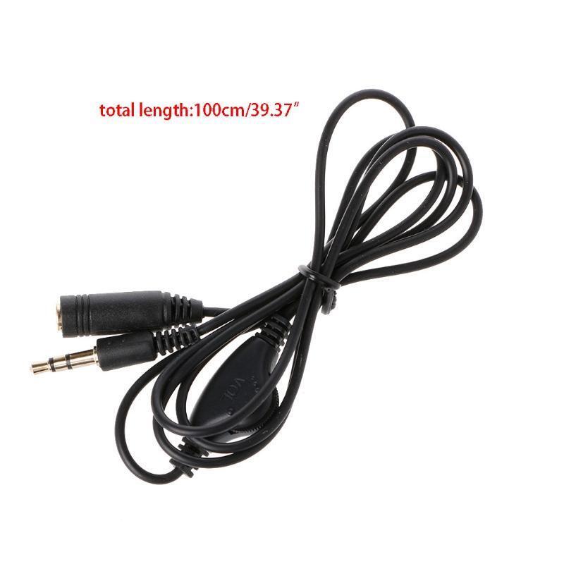 3.5mm Male To Female 3-Pole Plug Jack Stereo Audio Aux Cable With Volume Control