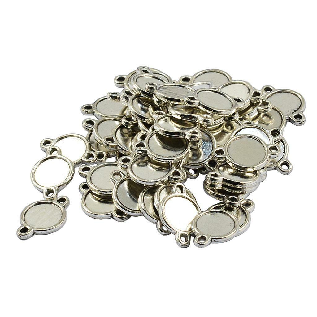 50 Pieces Double Sided Bezel Pendants Blanks Base Settings for Jewelry 10mm