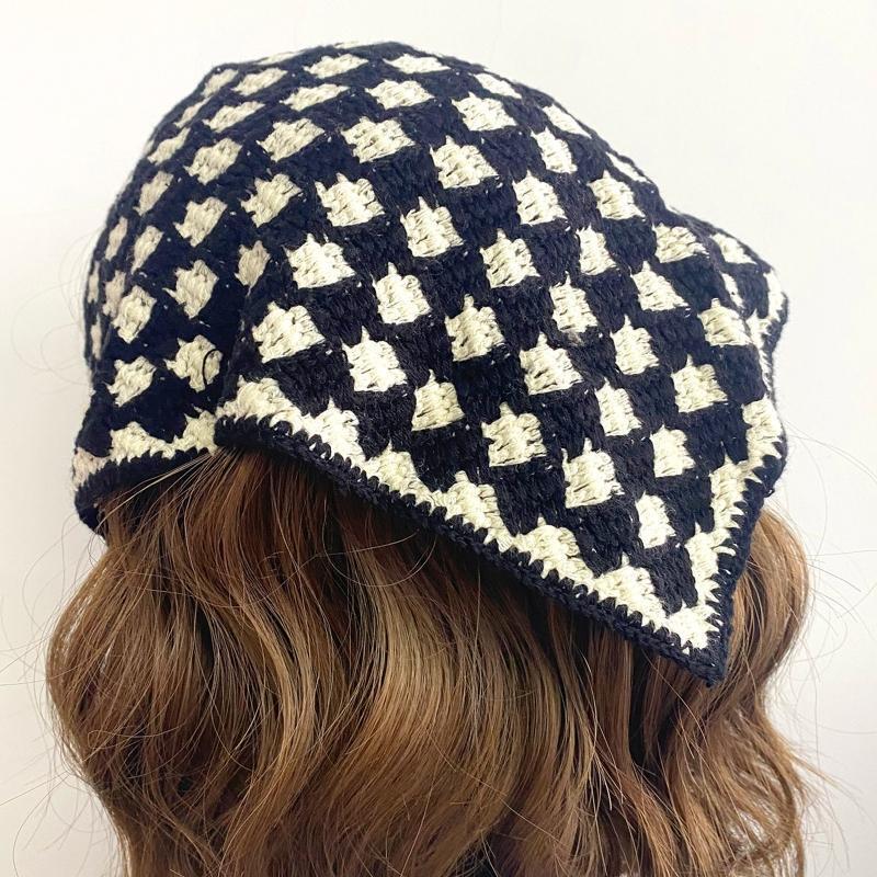 Handmade Crochet Bandana Hair Kerchief Tie Back Head Wrap for Girls Photo Props