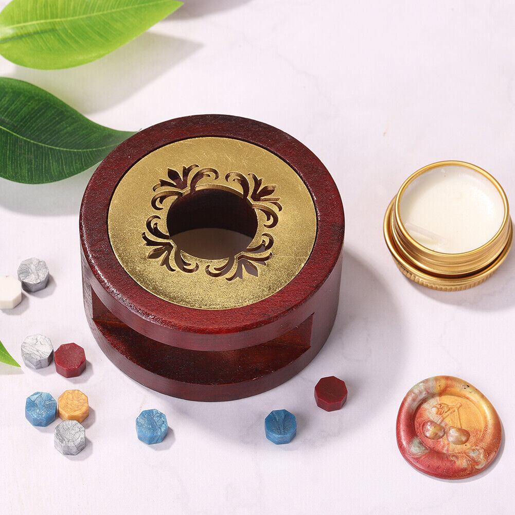 Wax Seal Furnace Wooden Frame Metal Pot Beads Sticks Melting Warmer Tool