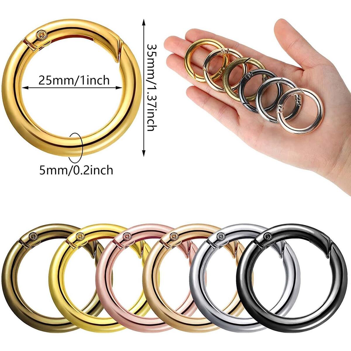 18Pcs Spring Gate O Rings Spring Clip Round Carabiner 1 inch Metal Snap Clip DIY