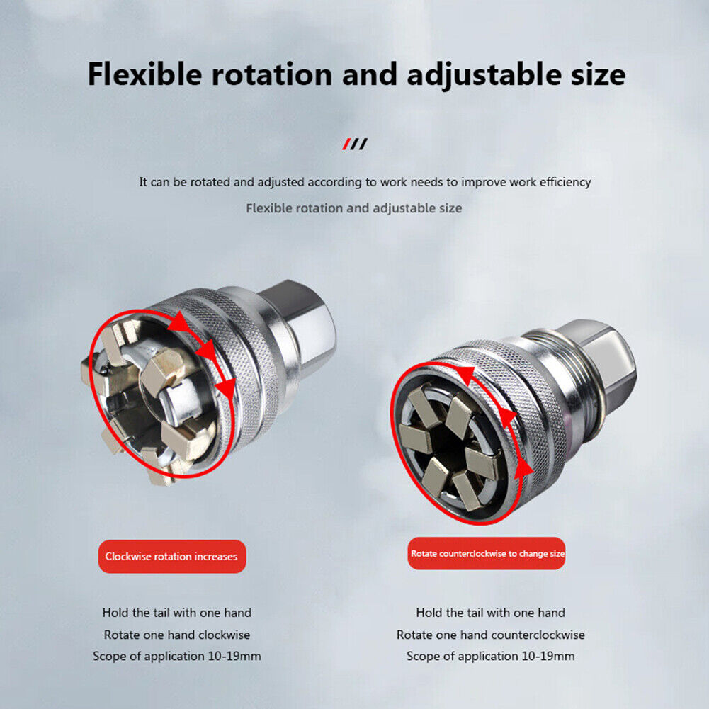 10-19mm Universal Multifunctional Adjustable Manual Socket Wrench Adapter