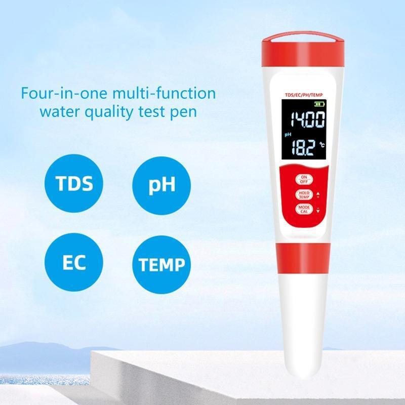 4 IN 1 TDS PH Meter PH/TDS/EC/Temperature Meter Digital Water Quality Monitor