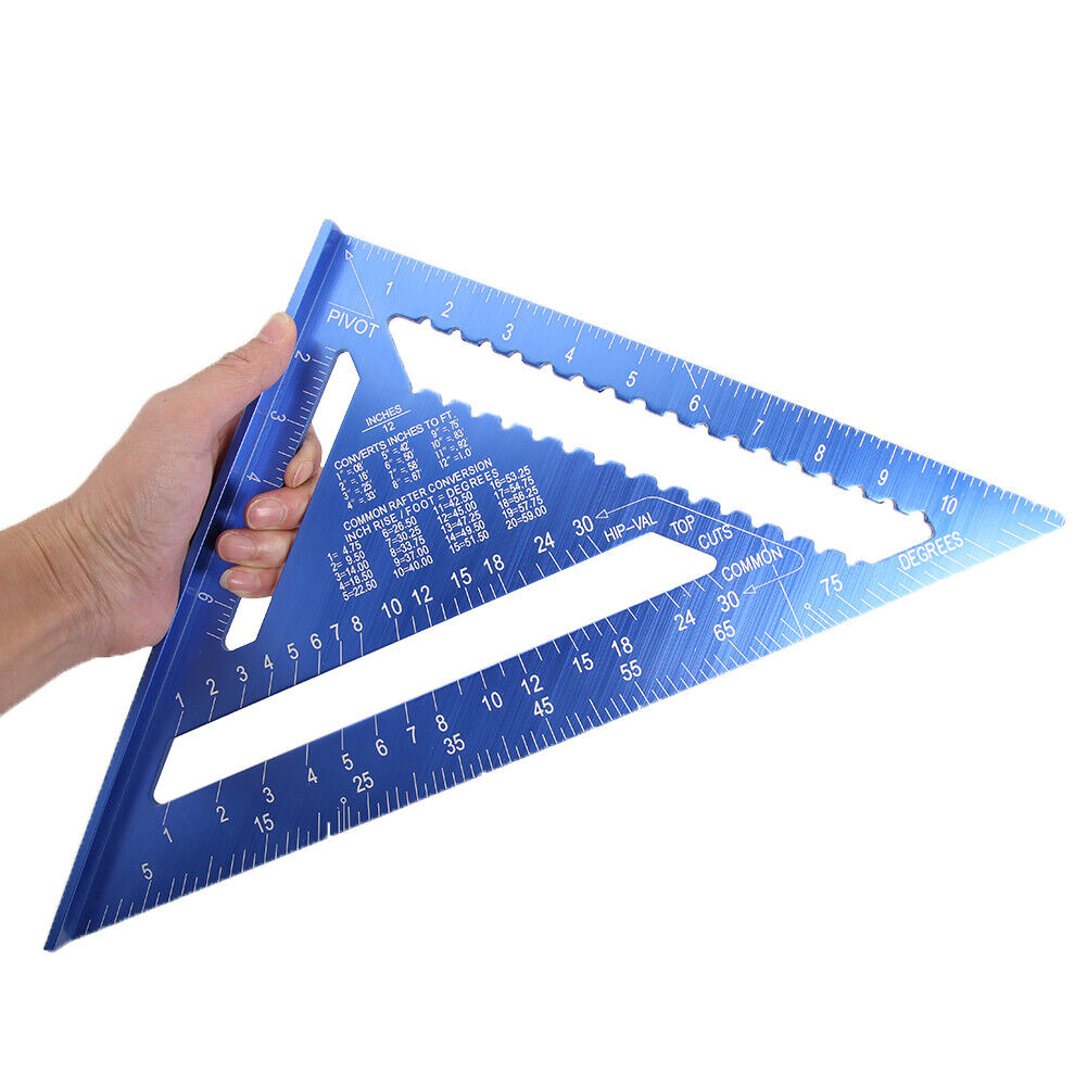 12 inch Metric Aluminum Alloy Triangular Measuring Ruler Angle Protractor