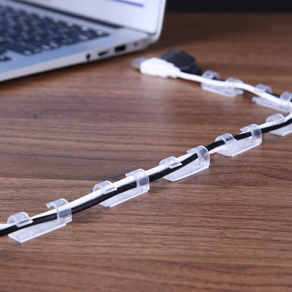 20pcs Cable Cord Wire Clips Fixer Fastener Line Adhesive Clamp/Transparent
