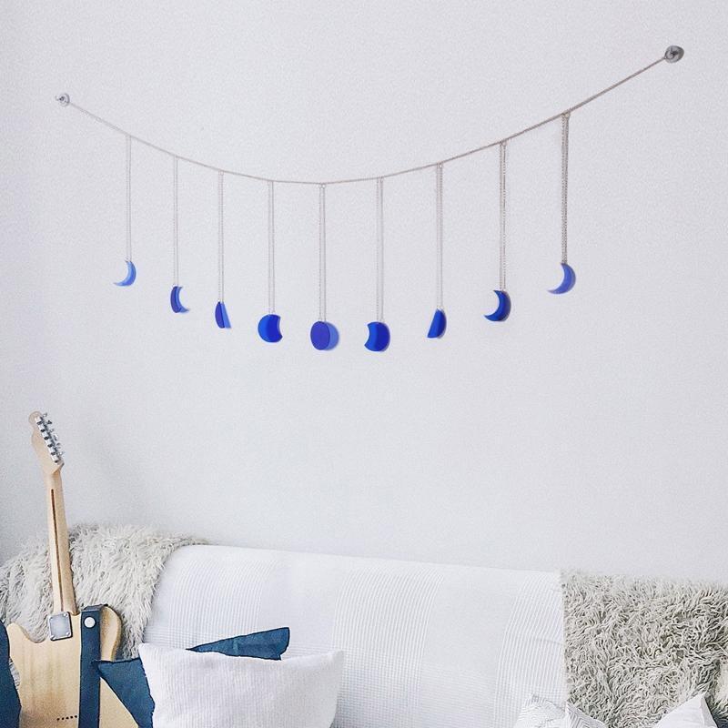Moon Phase Garland Chain Pendant Acrylic Wall Hanging Ornament Art Crafts