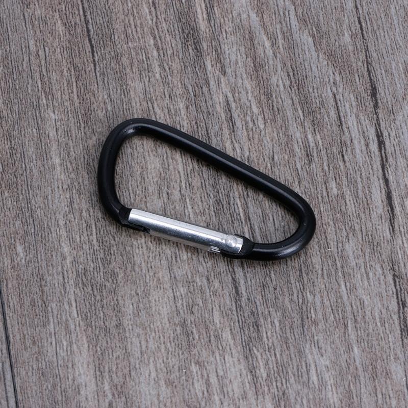 10PCS Black D Carabiner Camp Spring Snap Clip Hook Keychain Climbing Hiking