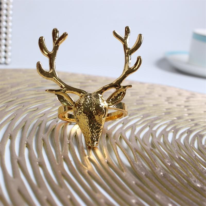 6 Pieces Simple Deer Head Napkin Ring Buckle Holder Home Hotel Wedding Party