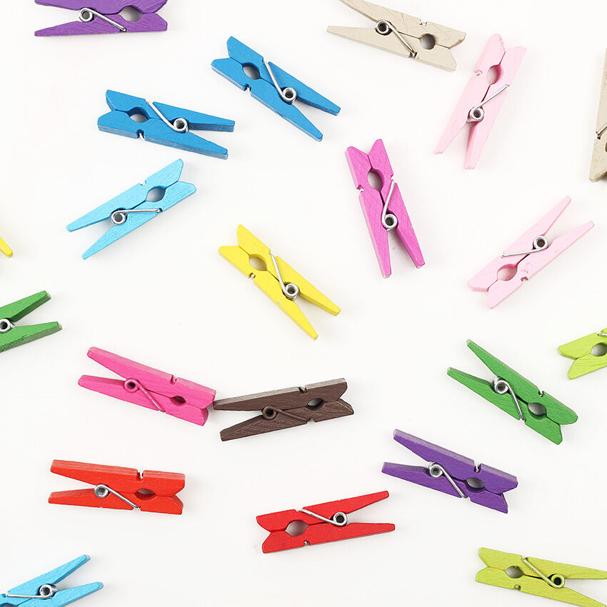 100X Mini Wood Clothespins Laundry Photo Paper Peg Clip Clothes Pins Art Craft