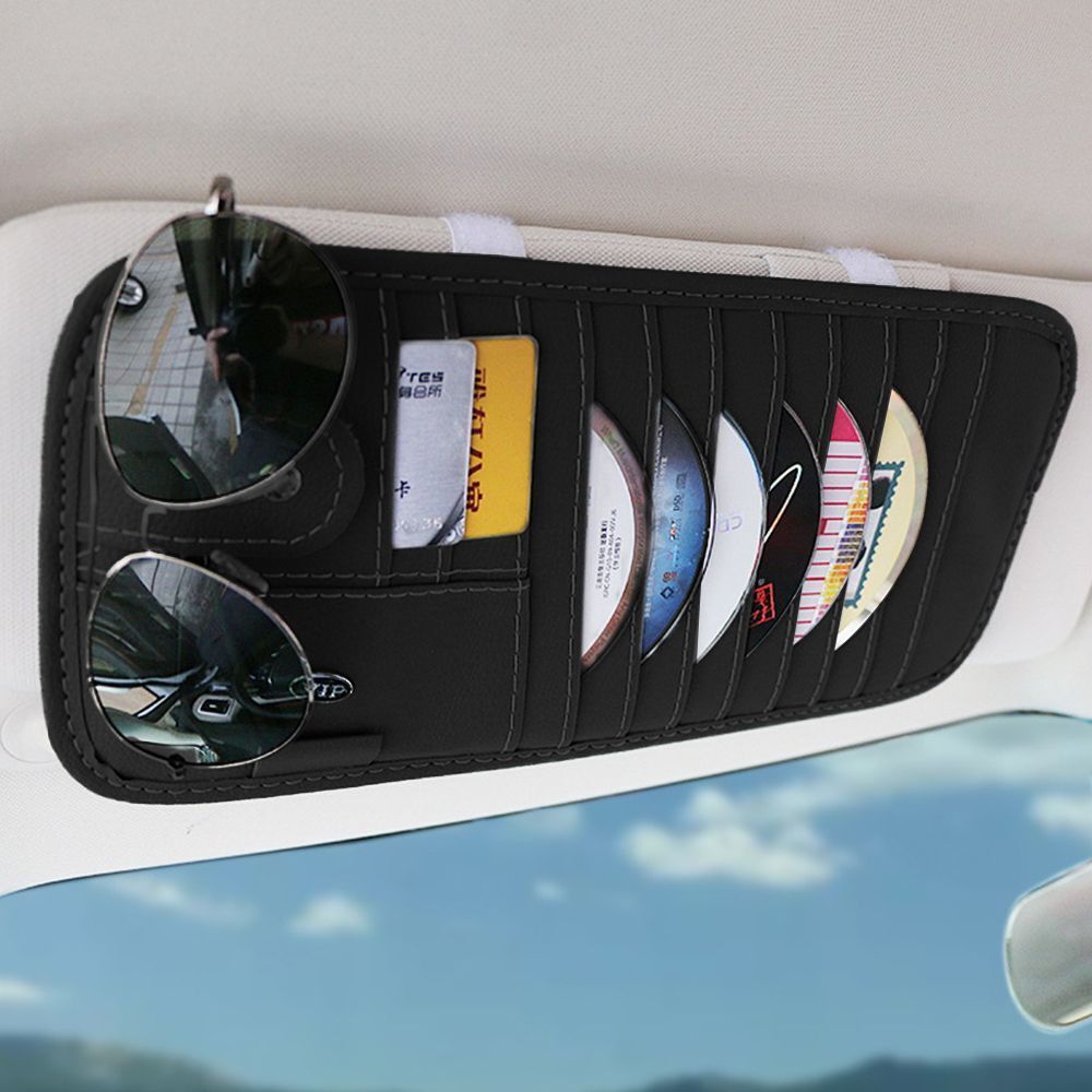 Coin Purse Sunglasses Case Sun Visor Storage Bag CD DVD Holder Card Clip