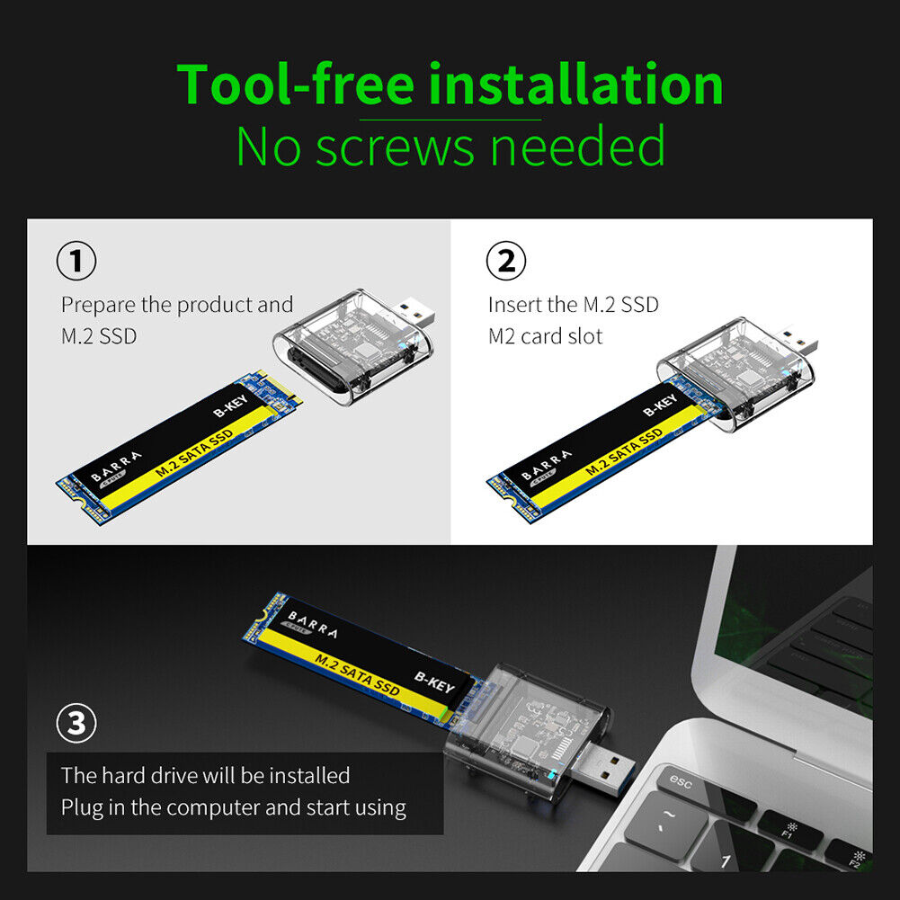 M2 SSD Case M.2 to USB3.0 Gen 1 SATA NGFF Hard Disk Enclosure Box (No Shell