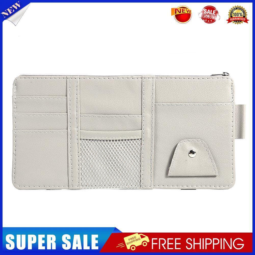 Car Sun Visor Organizer Holder Bag with Zipper for Glasses Phone (Grey)