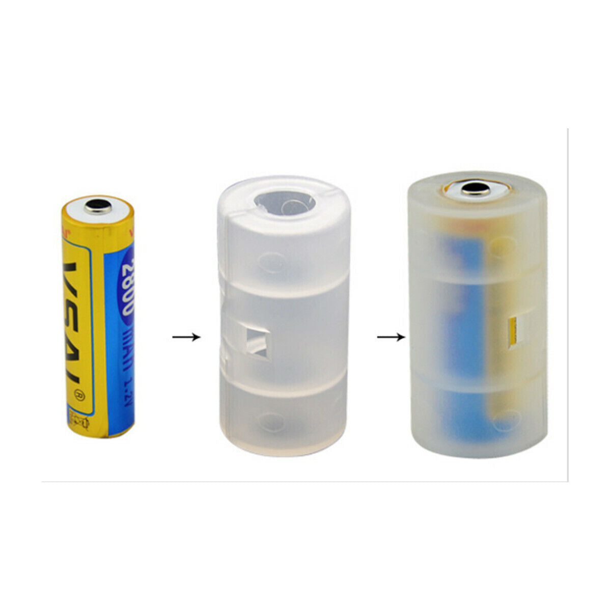 4Pcs AA to C Battery Cover Converter Boxes Adaptor Adapter Case Shell Holder