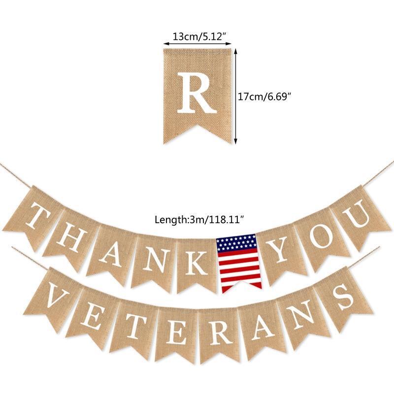 Thank You Veterans Burlap Banner Holiday Party Decoration Fireplace Decoration