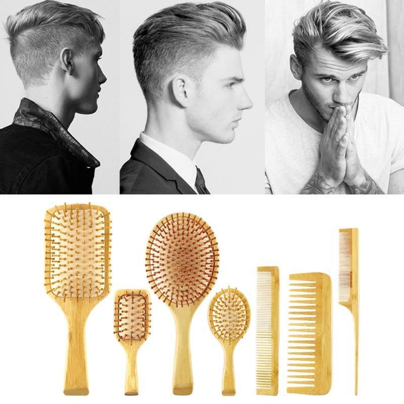 7pcs Bamboo Anti-Static Comb Detangling Hair Brush Scalp Massage Combs Styling
