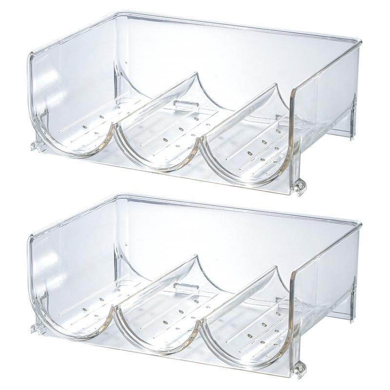 Plastic Clear Wine Bottle Holder 2 Pcs Display Storage Stand Stackable Vertical
