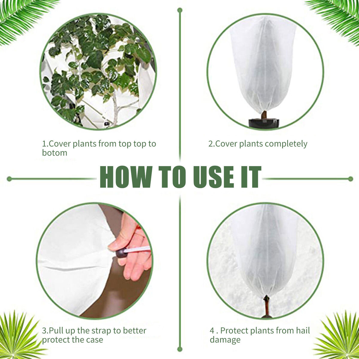 Reusable Plant Cover Drawstring Winter Frost Tree Fruit Protect (60x80cm)