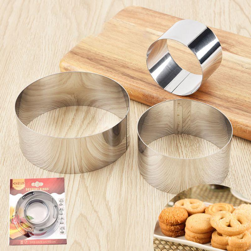 3 Pcs Stainless Steel Round Mousse Ring Cake Cutting Mould Fondant Sugar Mould