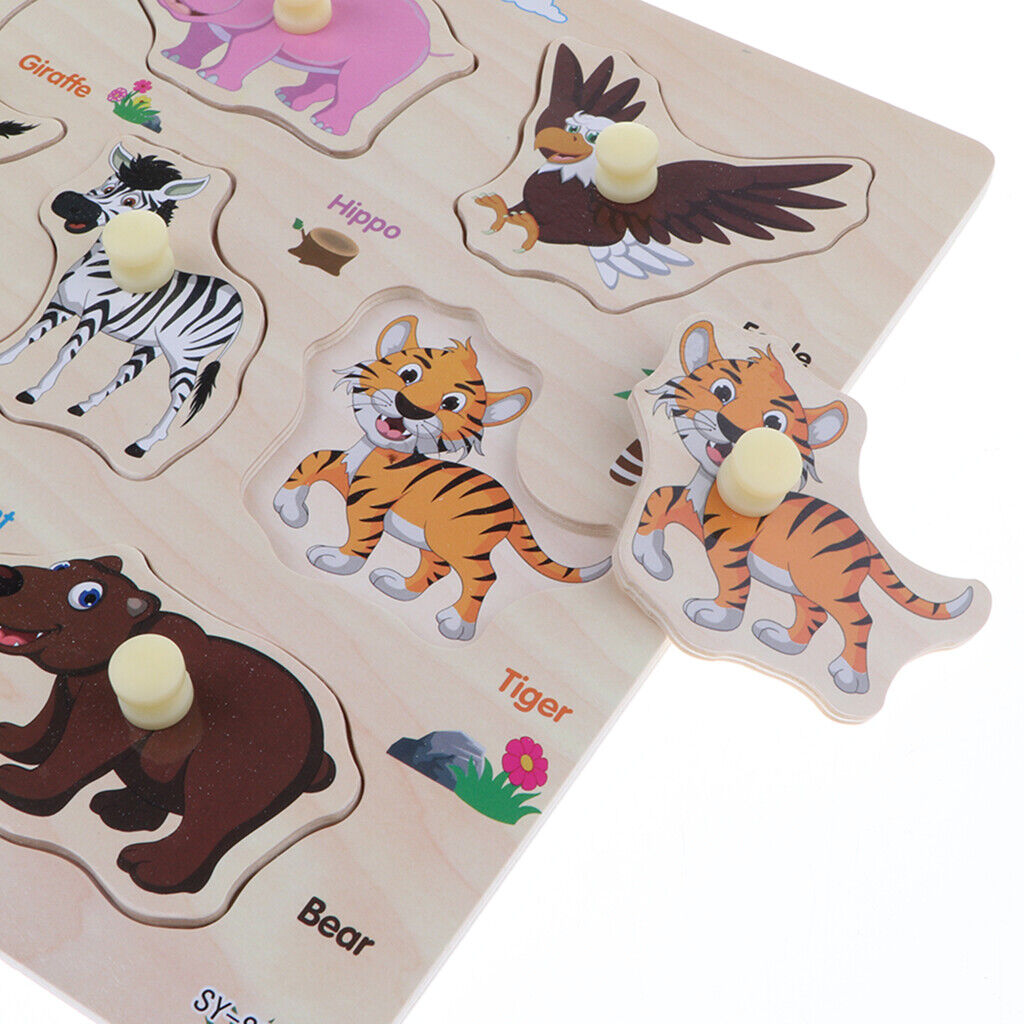 2 Pack Wooden Peg Puzzle  Preschool Educational  & Farm Animals