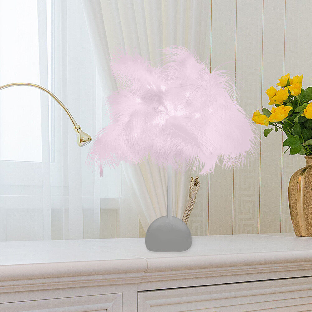 Modern Nordic Feather Light Romantic Atmosphere Lamp Bedside Decor (Pink)