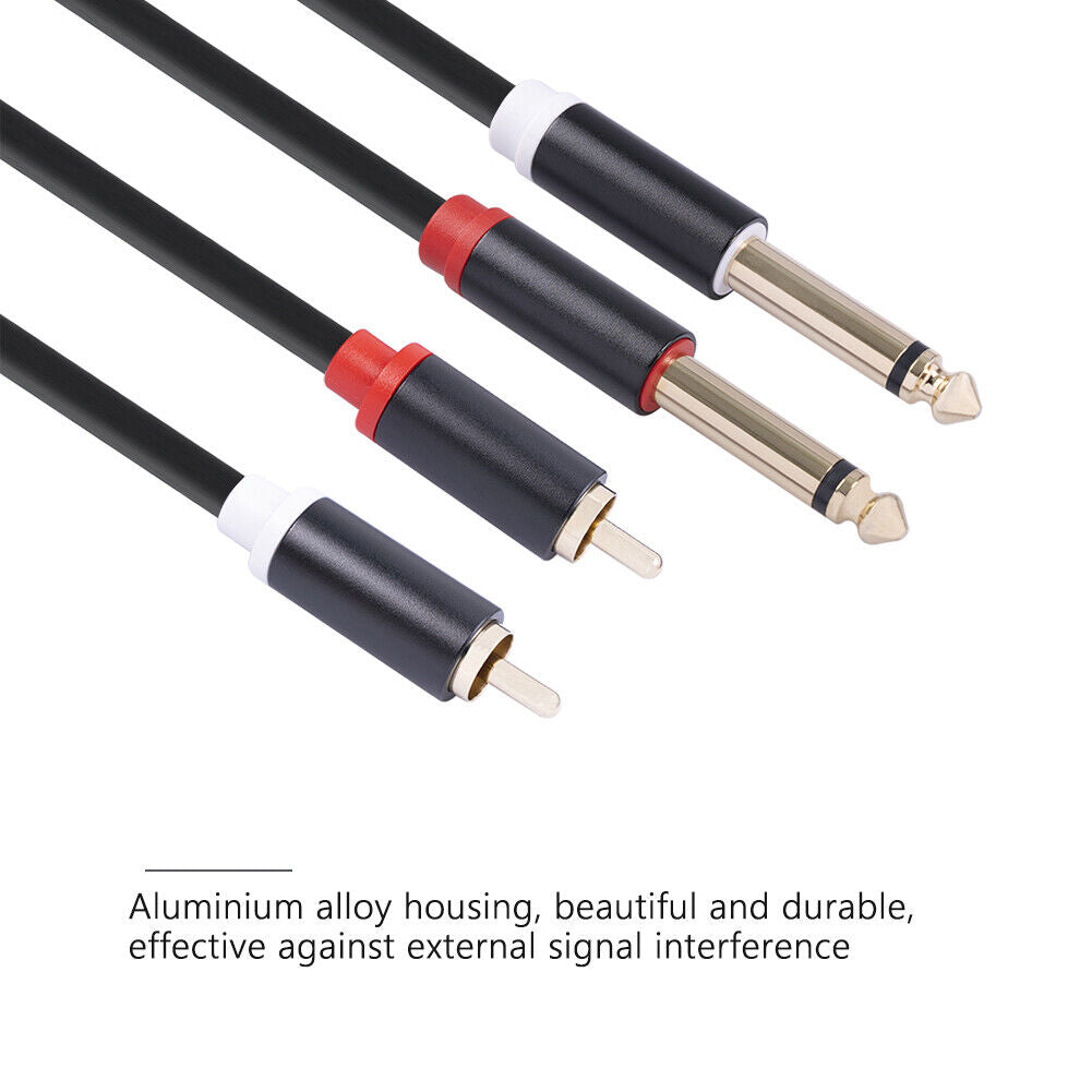Mixer Audio Cable 2RCA Male to Dual 6.35 Male Stereo Aux Splitter Cable