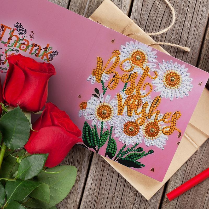 12 Pcs/Set DIY Diamond Painted Birthday Cards Holiday Thank You Greeting Cards