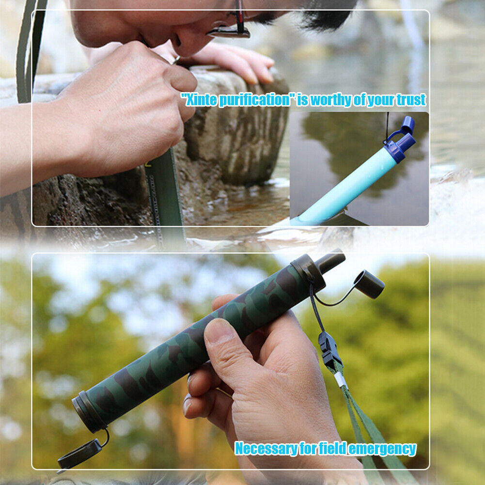 Camping Filter Water Purifier Outdoor Wild Life Emergency Tool (Camouflage)