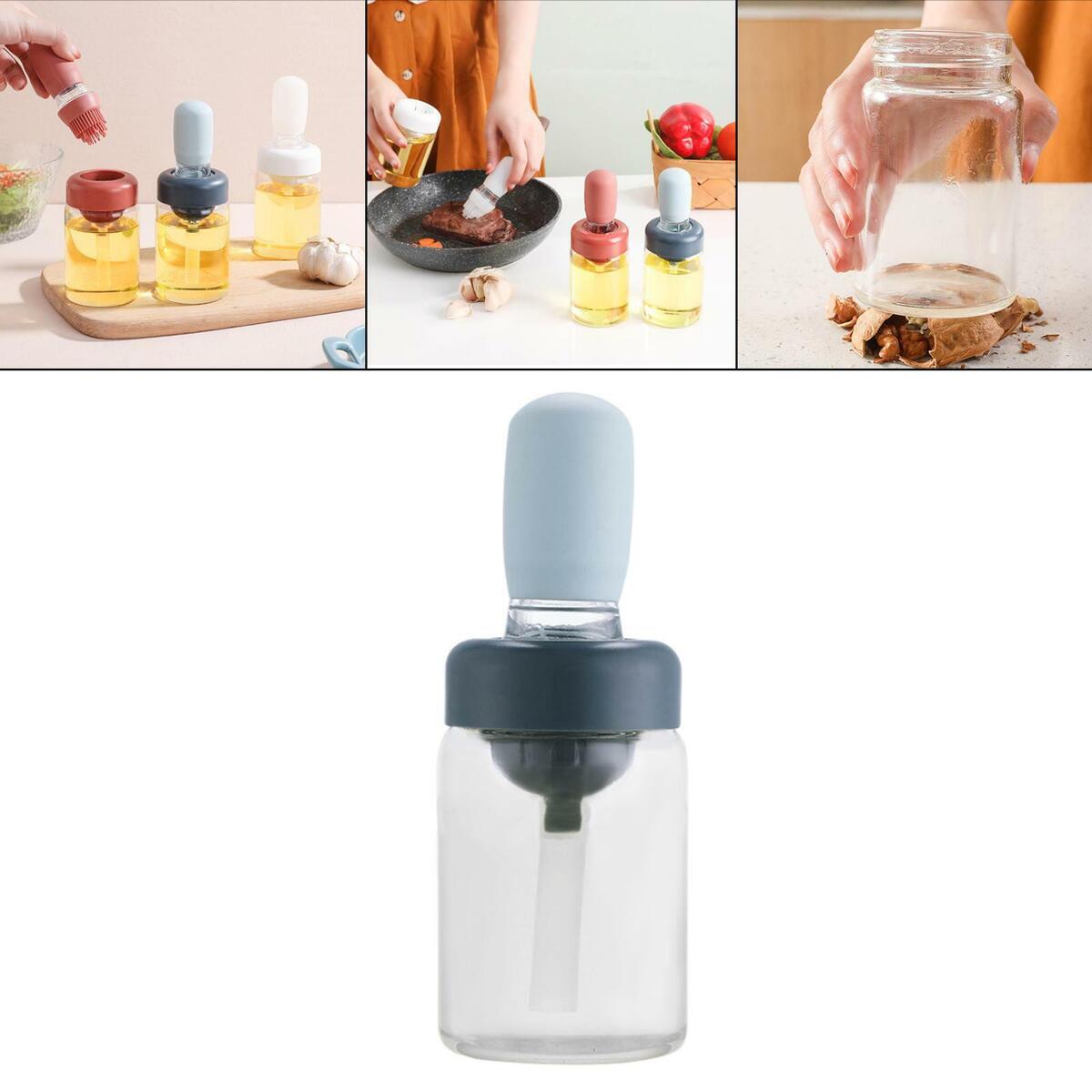 Set of 3  Oil Bottle with Brush for  Pastry Cooking BBQ Sauce