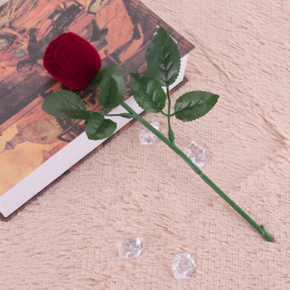 Romantic Red Rose Engagement Wedding Ring Earrings Jewelry Gift Box Case