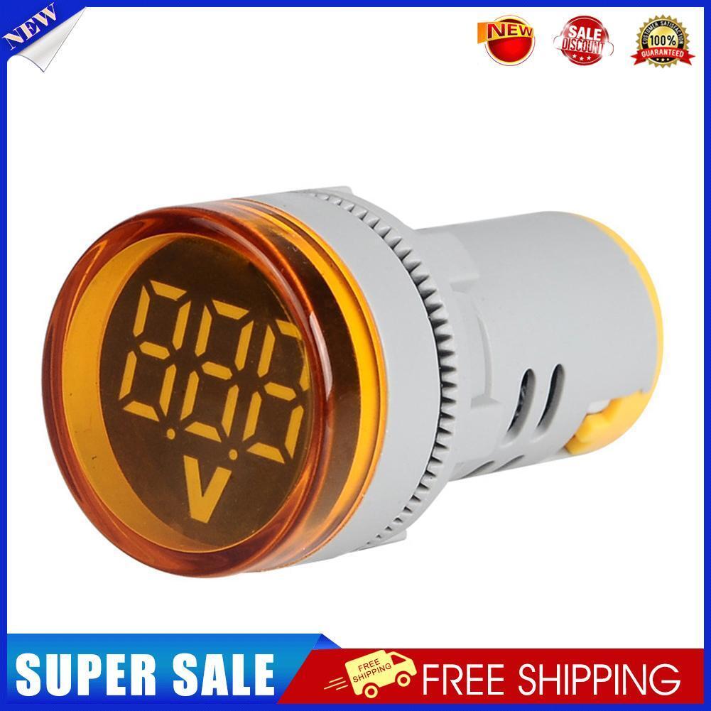 220V AC Round LED Digital Display Voltage Meter Ampermeter Monitor (Yellow)