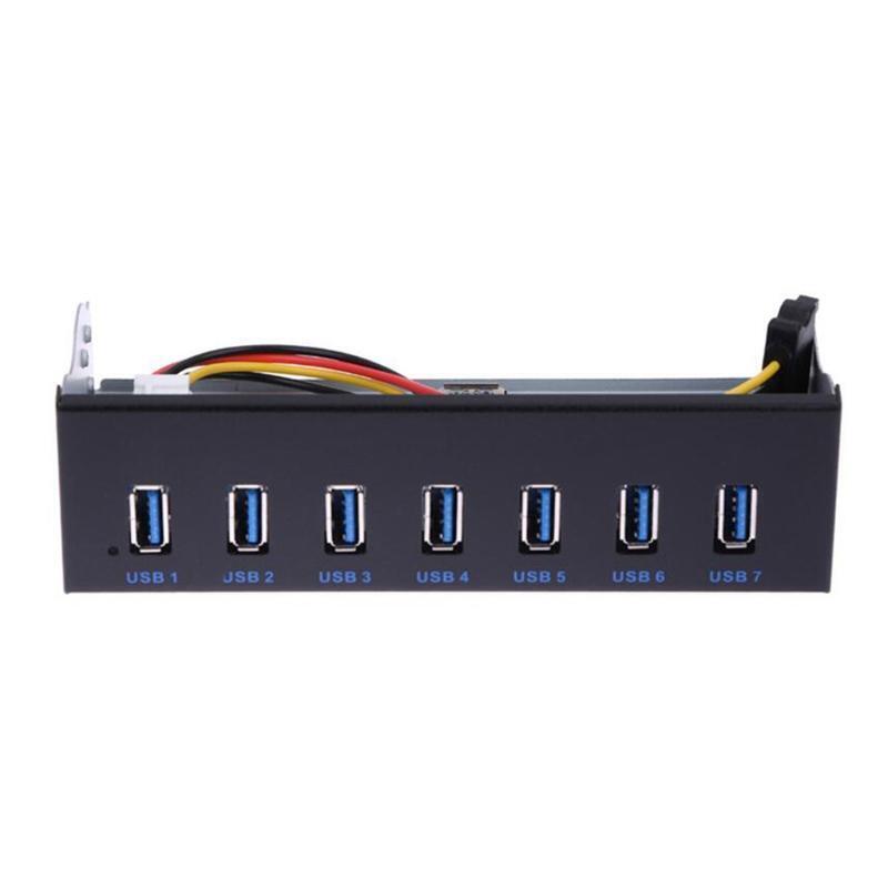 7-Port USB 3.0 Front Panel USB Hub with 60 cm Cable, Metal Front Panel USB Hub