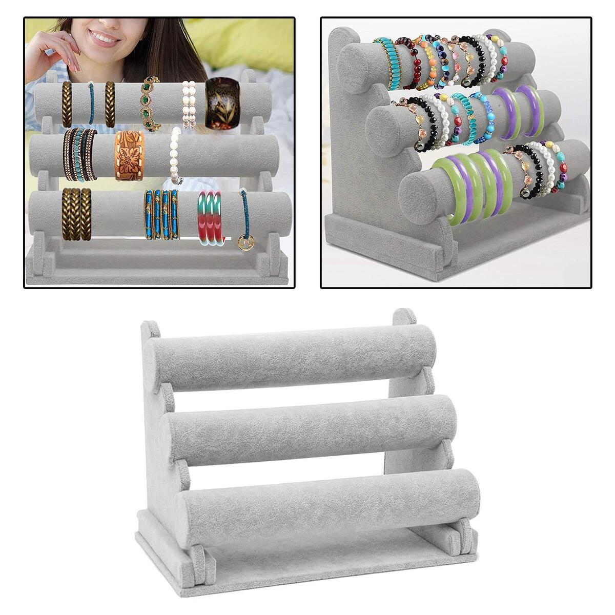 2x 3 Tiers Bracelet Holder Jewelry Tray Necklace Organizer Display Removable