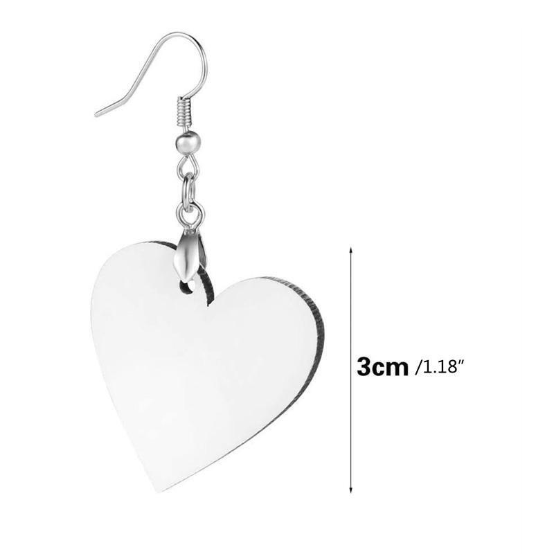 12Pcs/Set Sublimation Blank Earrings Heart Shaped Heat Transfer Earrings Craft