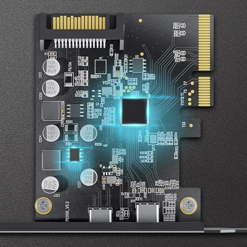 USB 3.2 PCIE 20Gb Riser Adapter PCI Express to Type C DP 20W Converter Expansion