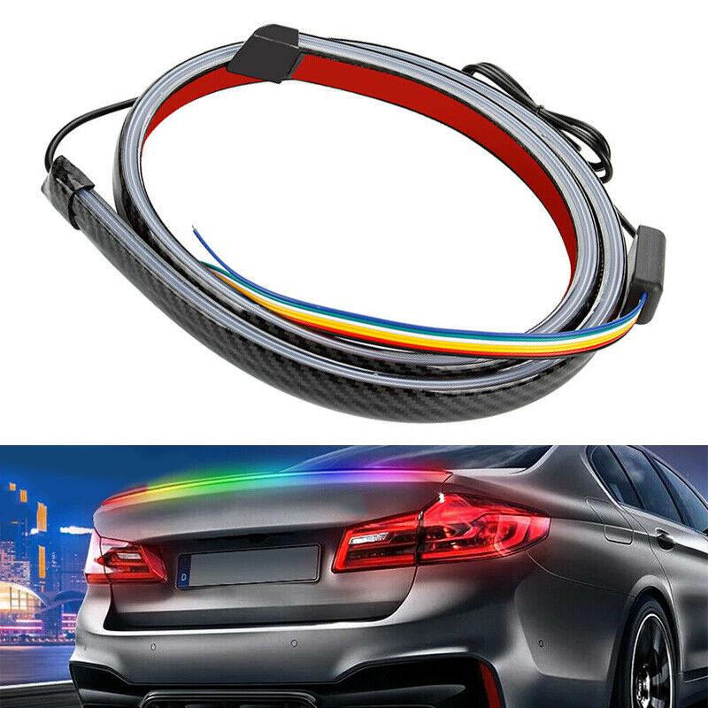 CarbonFiber Style LED Car Tail Brake Light Strip Rear Wing Spoiler Lip Trim